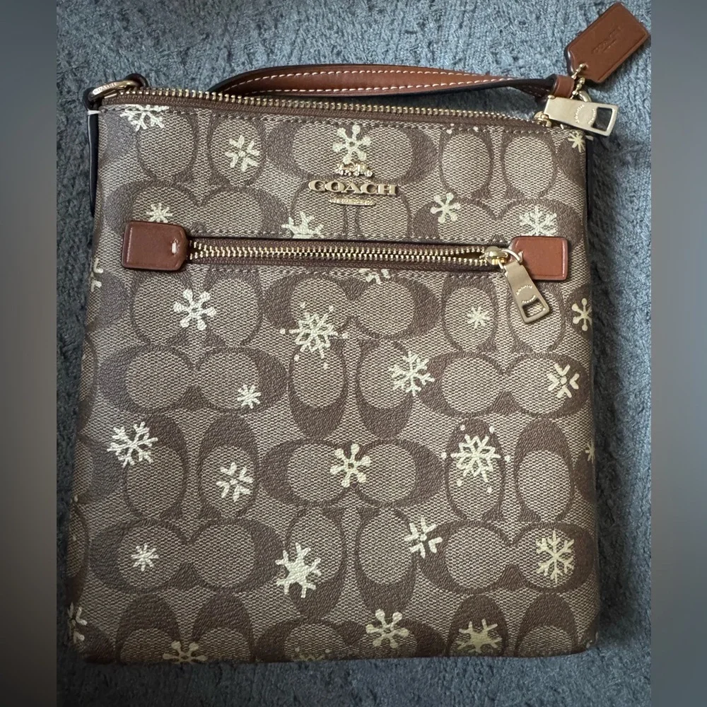COACH Mini Rowan File Bag in Signature Canvas With Snowflake Print NWT $278 MSRP - Picture 8 of 8